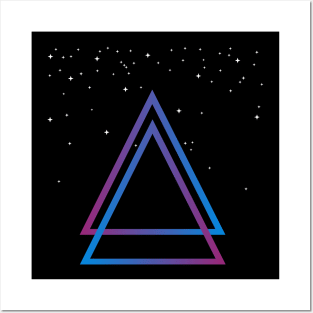 RETRO TRIANGLES WITH STARS IN THE UNIVERSE Posters and Art